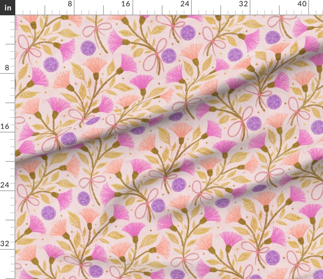 Thistle Sewing Notions Lilac Peach Modern Floral Folk Art Custom Printed Fabric by Spoonflower Various Fabrics by the Yard or Fat Quarter